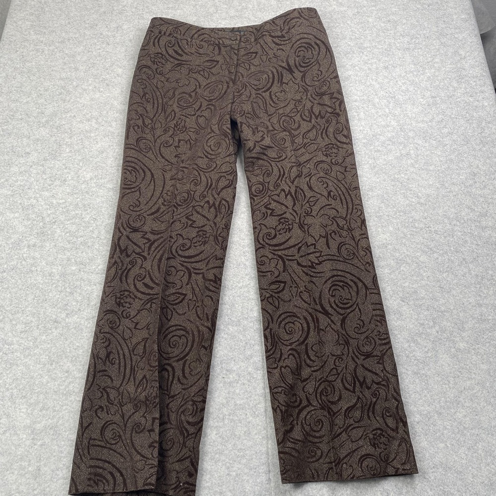 Harold's Pants Womens 14 (33x31) Brown Floral Tweed Wool Lined Dressy Office